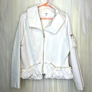 ⭐️ Cato zipup lined white waist jacket ruched pocket zipup arm pocket women XL